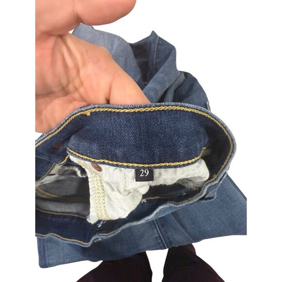 7 For All Mankind Dark Wash Dojo Flare Jeans Womens Size 29 - Picture 6 of 9